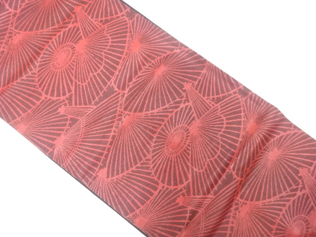 JAPANESE KIMONO / ANTIQUE FUKURO OBI / SILK / WOVEN BANGASA UMBRELLA PATTERN